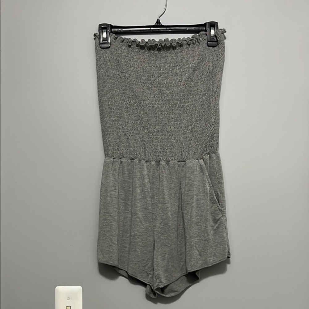 Gray Strapless Romper